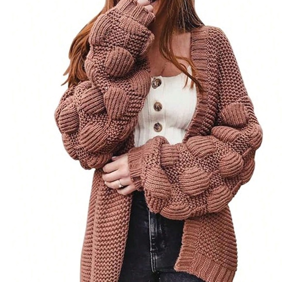 Hand made Pom Pom Detail Sleeve Cardigan